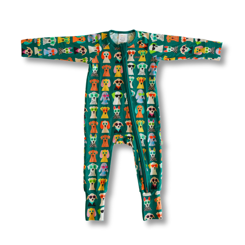 Tiftaf Soft Cotton & Bamboo Baby Onesie Romper Pajama | Electric Pups Print